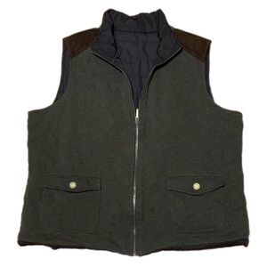 Lauren Ralph Lauren Dark Olive Green + Brown Zip Up Vest size XL